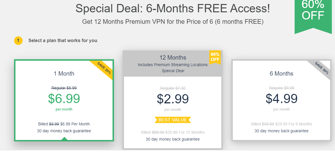 Pricing plan with free trial