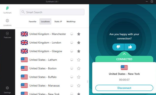 Connect to a server in a Country
