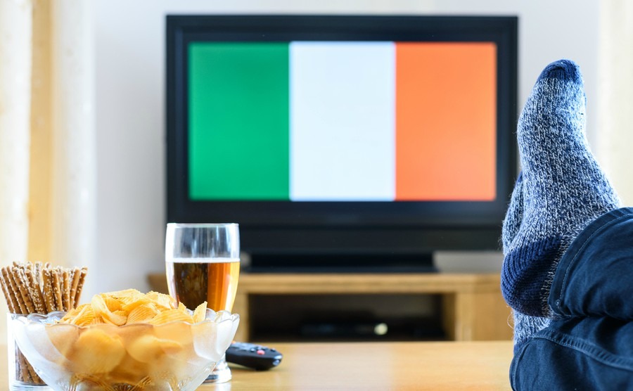 image of man watching irish TV